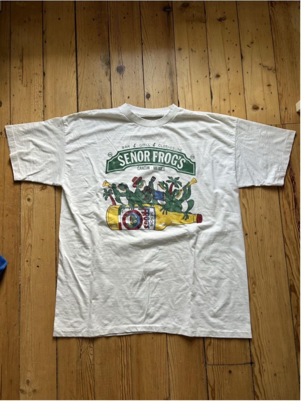 Vintage 80s 90s Senior Frogs Bar Cancun Shirt Size Large Cartoon